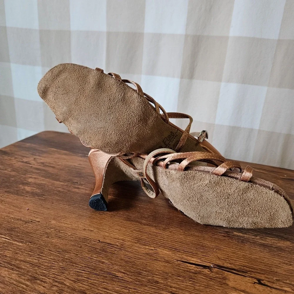 Very Fine Latin Ballroom Dance Shoes Women's Size 10 Copper Strappy Heels